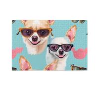 Puzzles 1000 pièces Hytter Chihuahua Lunettes Motif Lunettes Éducatif intellectuel en bois Puzzles Amusants Jeu de Soulagement du Stress