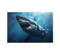 Puzzles 1000 pièces Hytter Grand Requin Blanc Motif Puzzles éducatifs intellectuels en bois Puzzles amusants Jeu anti-stress