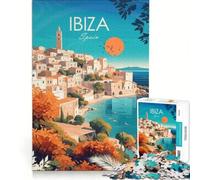 Puzzles 1000 pièces Ibiza | Améliorer sa mémoire Décompresser intellectuellement avec une affiche et une fiche de questions-réponses. 38x26cm