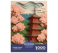 Puzzles 1000 Pièces Japanese Pagoda with Cherry Blossoms Puzzles pour Adultes Jeux Relaxants Défi Difficile Activités Amusantes À La Maison, 70x50cm/1000pcs