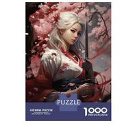 Puzzles 1000 Pièces Japanese Samurai Woman Art Print Puzzles pour Adultes Jeux Relaxants Défi Difficile Activités Amusantes À La Maison, 70x50cm/1000pcs