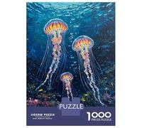 Puzzles 1000 Pièces Jellyfish in The Deep Blue Sea Puzzles pour Adultes - Jeu Manuel - Idées De Détente À La Maison - Cadeaux De Noël Et d'anniversaire 52x38cm/1000pcs