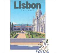 Puzzles 1000 pièces Jeronimos Monastery Tranquil Vista | Défi éducatif de découpe de précision renforcer l’amour entre les couples 38x26cm