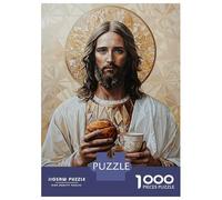 Puzzles 1000 Pièces Jesus with Bread and Chalice Puzzles pour Adultes - Jeu Manuel - Idées De Détente À La Maison - Cadeaux De Noël Et d'anniversaire 38x26cm/1000pcs