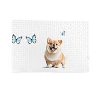 Puzzles 1000 pièces JKIEGOQ Fat Dog et Little Butterfly Imprimés Puzzles éducatifs intellectuels en bois Puzzles amusants Jeu anti-stress