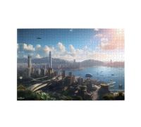 Puzzles 1000 pièces JKIEGOQ surplombant Hong Kong Imprimés Puzzles éducatifs intellectuels en bois Puzzles amusants Jeu anti-stress