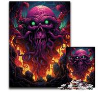 Puzzles 1000 pièces : Le psychédélisme coloré de l'invasion de Cthulhu Puzzles en Papier Jeu Familial interactif décoration d'intérieur défi cérébral Cadeau 1000 pièces (38x26cm)