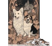 Puzzles 1000 pièces « Les Corgis du vigneron : Une Histoire de vignoble » - Puzzles en Bois créatifs pour Adultes - Cadeau - 1000 pièces (75 x 50 cm)