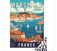 Puzzles 1000 pièces Marseille in France | Assemblage de patrons Entraînez votre cerveau et vos mains Liste de souhaits avec le Père Noël 38x52cm