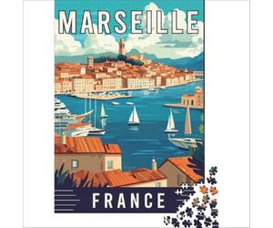 Puzzles 1000 pièces Marseille in France | Assemblage de patrons Entraînez votre cerveau et vos mains Liste de souhaits avec le Père Noël 38x52cm