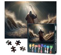 Puzzles 1000 Pièces, Moïse Étire Son Bâton Puzzle Adulte, Dieu A Séparé Le Ciel Sombre de l'Eau Puzzles pour Adultes, 70x50cm Jeu d'adresse Impossible