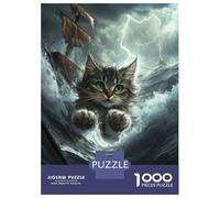 Puzzles 1000 Pièces Monster Cat in The Sea Puzzles pour Adultes - Jeu Manuel - Idées De Détente À La Maison - Cadeaux De Noël Et d'anniversaire 38x26cm/1000pcs