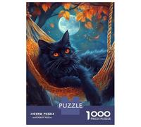 Puzzles 1000 Pièces Moonlit Cat in Hammock Puzzle Adulte, Jeu De Réflexion, Analyse Et Logique, Cadeaux De Noël Et d'anniversaire 38x26cm/1000pcs