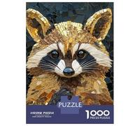 Puzzles 1000 Pièces Mosaic Raccoon Portrait Puzzle Adulte, Jeu De Réflexion, Analyse Et Logique, Cadeaux De Noël Et d'anniversaire 70x50cm/1000pcs