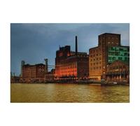 Puzzles 1000 Pièces，Moulin Wehrhahn (Küppersmühle à l’arrière-Plan)，Puzzle pour Adultes 1000 Pièces Game Jeu De Puzzle Stimulant/Noël des Vacances（75x50cm）-AL74