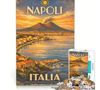 Puzzles 1000 pièces Napoli Sunset Poster | 38x26cm Améliorer sa mémoire Liste de souhaits avec le Père Noël Vacances anti-stress à la maison Tuer le temps