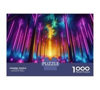 Puzzles 1000 Pièces Neon Forest Glowing Trees Puzzles pour Adultes - Jeu Manuel - Idées De Détente À La Maison - Cadeaux De Noël Et d'anniversaire 70x50cm/1000pcs