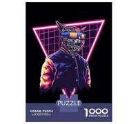 Puzzles 1000 Pièces Neon Retro Futuristic Art Print Puzzles pour Adultes Jeux Relaxants Défi Difficile Activités Amusantes À La Maison, 52x38cm/1000pcs