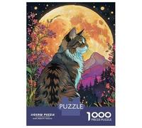 Puzzles 1000 Pièces Norwegian Forest Cat Full Moon Puzzle Adulte, Jeu De Réflexion, Analyse Et Logique, Cadeaux De Noël Et d'anniversaire 70x50cm/1000pcs