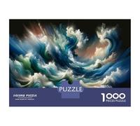 Puzzles 1000 Pièces Ocean Waves Art Print Puzzles pour Adultes - Jeu Manuel - Idées De Détente À La Maison - Cadeaux De Noël Et d'anniversaire 52x38cm/1000pcs