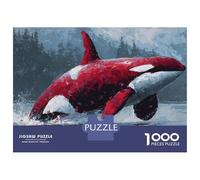 Puzzles 1000 Pièces Orca Whale Painting Art Puzzles pour Adultes Jeux Relaxants Défi Difficile Activités Amusantes À La Maison, 38x26cm/1000pcs