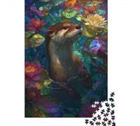 Puzzles 1000 Pièces Otter in Lotus Pond Puzzles pour Adultes Jeux Relaxants Défi Difficile Activités Amusantes À La Maison, 52x38cm/1000pcs