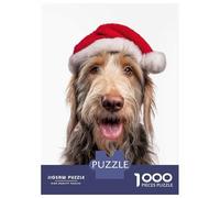 Puzzles 1000 Pièces Otterhound Dog with Santa Hat Puzzles pour Adultes - Jeu Manuel - Idées De Détente À La Maison - Cadeaux De Noël Et d'anniversaire 52x38cm/1000pcs
