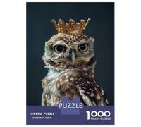 Puzzles 1000 Pièces Owl Bird Cute King Puzzles pour Adultes - Jeu Manuel - Idées De Détente À La Maison - Cadeaux De Noël Et d'anniversaire 70x50cm/1000pcs