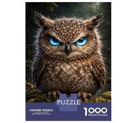 Puzzles 1000 Pièces Owl with Piercing Blue Eyes Portrait Puzzle Adulte, Jeu De Réflexion, Analyse Et Logique, Cadeaux De Noël Et d'anniversaire 52x38cm/1000pcs