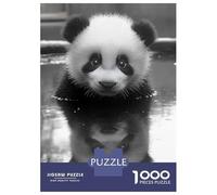 Puzzles 1000 Pièces Panda Cub in Water Reflection Puzzles pour Adultes - Modèle À Assembler - Défi Éducatif - Cadeau d'anniversaire Unique 52x38cm/1000pcs