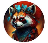 Puzzles 1000 Pièces Panda Rouge Pop Art Animal Puzzles Ronds Créatifs pour Adultes et Enfants Puzzles en Carton Puzzles pour Adultes Cadeaux (Taille 67,5x67,5cm)