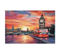 Puzzles 1000 Pièces Paysage Urbain londonien Puzzle pour Adultes Et Enfants, en Bois Jeu Éducatif Défi Jouet, Jeu Familial Amusant (75×50cm)