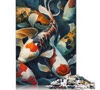 Puzzles 1000 pièces Poissons Koï à Motifs colorés Puzzles en Bois pour Adultes et Plus de 18 Ans Jeu intellectuel 1000 pièces (75 x 50 cm)