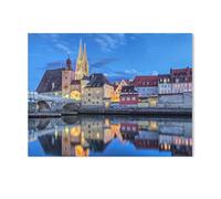 Puzzles 1000 Pièces，Pont de Pierre Historique, Ratisbonne, Allemagne，Éducatives Intellectuelles Décompressant Jouet Puzzles Amusant Jeu De Famille pour Enfants Adultes（75x50cm）-G3