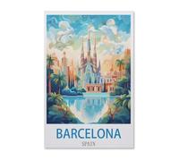 Puzzles 1000 Pièces,Poster de Voyage Vintage Barcelone Espagne,Affiche Mur Art pour Cadeaux Adultes Enfants Jeux Jouets Éducatifs(50x70cm)-G5
