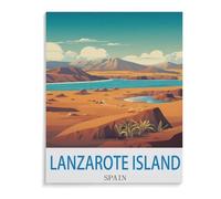Puzzles 1000 Pièces,Poster de Voyage Vintage de l'île de Lanzarote en Espagne,Éducatif Intellectuel Décompressant Jouet Puzzles Amusant Jeu De Famille pour Enfants Adultes(50x70cm)-B23