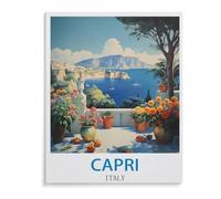Puzzles 1000 Pièces,Poster Vintage de Voyage Capri Italie,Éducatif Intellectuel Décompressant Jouet Puzzles Amusant Jeu De Famille pour Enfants Adultes(38x26cm)-B16