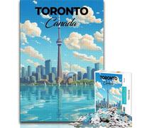 Puzzles 1000 pièces pour Adolescents, Affiche de Voyage à Toronto, Jeu intellectuel, Cadeaux d'anniversaire Uniques pour Les 14 Ans et Plus, 38x26cm