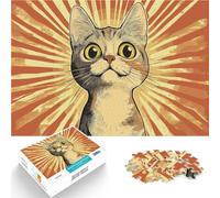 Puzzles 1000 pièces pour Adolescents Affiche Originale du Chat surpris Jeu Stimulant Car C'est Un pour Toute la Famille 52x38cm