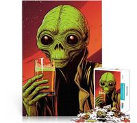 Puzzles 1000 pièces pour Adolescents Alien avec Une bière Jouet éducatif d'apprentissage Liste de souhaits avec Le Père Noël 75x50cm