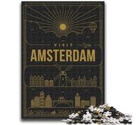 Puzzles 1000 pièces pour Adolescents Amsterdam Pays-Bas. Un défi à réaliser, mais Amusant et Humoristique. Cadeau d'anniversaire, Cadeaux, décoration Murale (Taille 50x70cm).