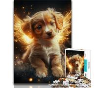 Puzzles 1000 pièces pour Adolescents, Ange, Golden Retriever, Aide Le Cerveau à exercer, Jouets addictifs pour cultiver la Patience, décoration Parfaite (38x26cm)