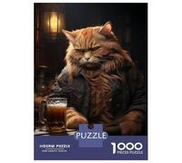 Puzzles 1000 Pièces pour Adolescents Angry Fat Cat Bar Puzzles pour Adultes - Jeux De Construction - Découpe De Précision - Stimule Le Cerveau 70x50cm/1000pcs