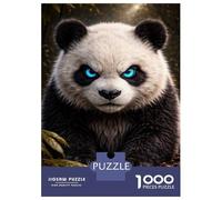 Puzzles 1000 Pièces pour Adolescents Angry Panda with Glowing Blue Eyes Puzzle Jouet Décoration Murale Vacances À La Maison Cadeaux pour Les Amis Et La Famille 70x50cm/1000pcs