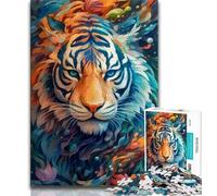 Puzzles 1000 pièces pour Adolescents Animaux Tigres colorés Puzzle Adulte Jeux éducatifs décoration Murale Cadeaux d'anniversaire et de Noël Uniques 26x38cm