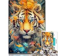 Puzzles 1000 pièces pour Adolescents Animaux Tigres colorés Puzzle Adulte Jeux éducatifs décoration Murale Cadeaux d'anniversaire et de Noël Uniques 26x38cm