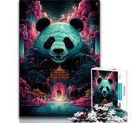 Puzzles 1000 pièces pour Adolescents Art Animal Panda, Jeux Amusants en Famille, activités Amusantes à la Maison, Cadeau d'anniversaire, Cadeaux de Voyage (38x26cm)