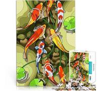 Puzzles 1000 pièces pour Adolescents Art du Poisson Koi Jeux éducatifs Décoration d'intérieur Bon Cadeau 38x26cm