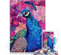 Puzzles 1000 pièces pour Adolescents Art Nouveau Floral Peacock Défi Difficile pour soulager Le Stress Jeu de défi Unique 52x38cm