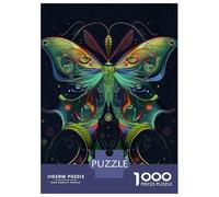 Puzzles 1000 Pièces pour Adolescents Art Nouveau Neon Butterfly on Dark Puzzles pour Adolescents, Jouets Anti-Stress, Difficile, Excellent Cadeau pour Les Jeux 52x38cm/1000pcs